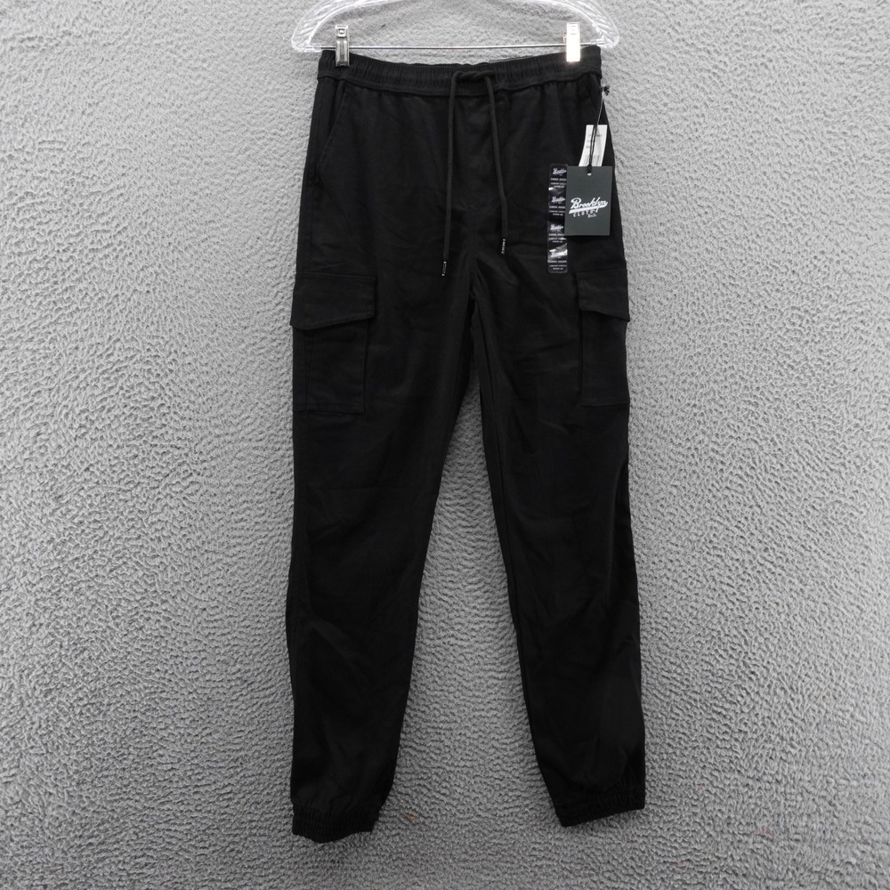 Brooklyn Cloth Mens Black Cargo Joggers Tapered Stretch Pants Small NEW